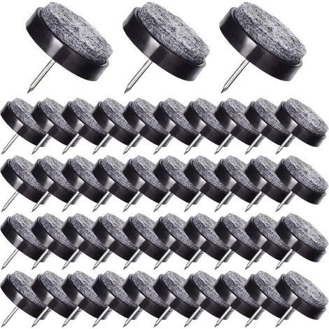 50 Pcs Patin Chaise a Clouer 24mm Noir Tampon Chaise en Feutre pour Protéger Pieds des Meubles (1/5)