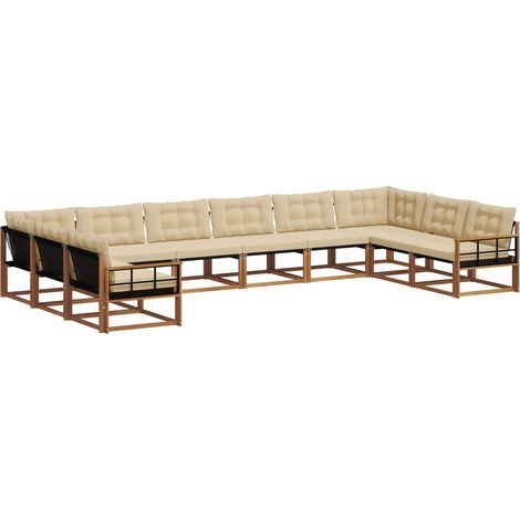 Outdoor Sofa Set with Cushion 10 pcs Natural and Beige vidaXL (1/5)