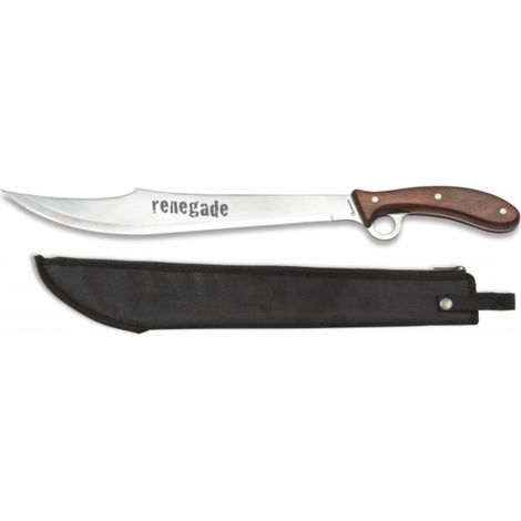 Machete Cortacaña Martinez Albainox Renegate con Mango de Madera y Hoja de Acero Inox de 42.2 cm Incluye Funda de nylon 31844