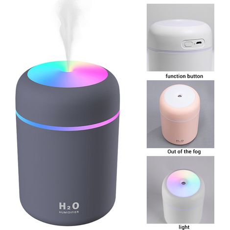 Mini umidificatore USB – 300 ml – Nebulizzatore – Luce notturna – Ufficio/Camera da letto