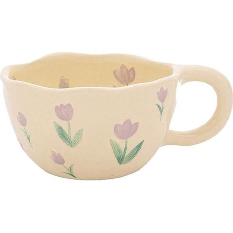 Keramikbecher mit Blumenmotiv, praktisches Geschenk für Frauen, Kaffeebecher, niedlicher Becher, kreativer und ästhetisch ansprechender Becher (l (1/4)