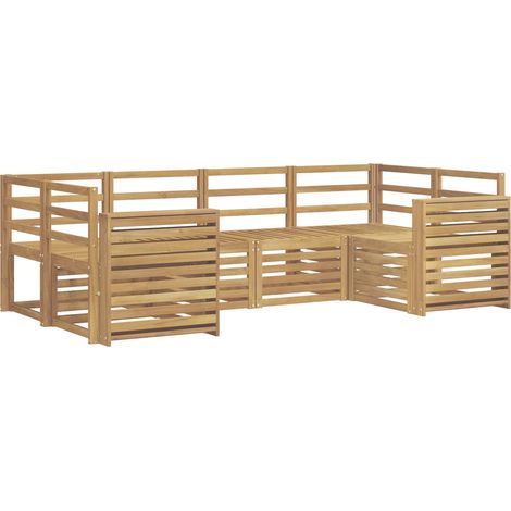 Outdoor Sofa Set 6 pcs 6-Seaters White Solid Acacia Wood vidaXL (1/5)