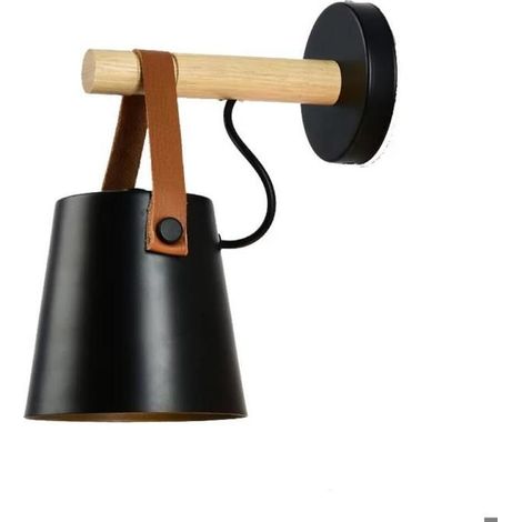 Lampe murale bois nordique AUCUNE, E27, design scandinave, chambre chevet (1/5)