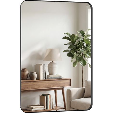 HOMCOM Rectangular Wall Mirror, 90 x 60 cm Wall Mounted Bathroom Mirror (1/5)