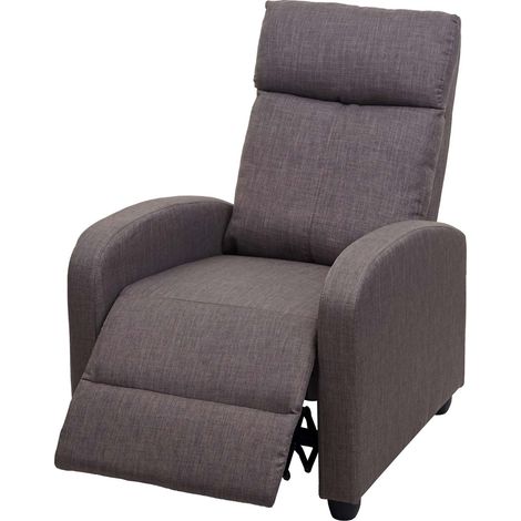 [NEUWERTIG] Fernsehsessel HHG-461, Relaxsessel Sessel Liegesessel, Liegefunktion verstellbar Stoff/Textil grau-braun