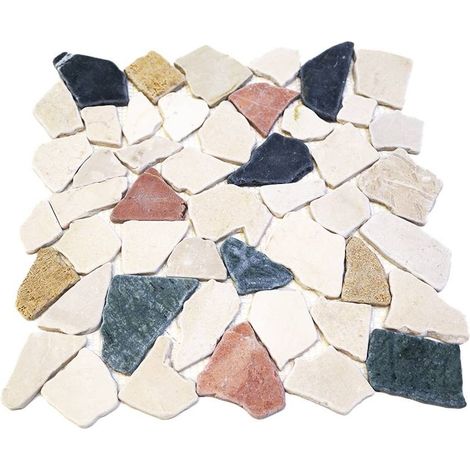 Mosaïque pour sol en marbre multicolore 30x30cm – Anti-dérapant R10 – Prix à la pièce – Idéal pour chantiers humides – Barwolf
