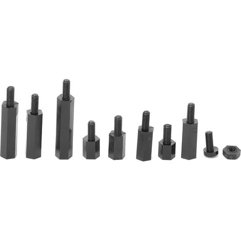 Kit de 140 vis en nylon M2.5, vis cruciformes rondes, écrous, entretoises mâles et femelles (noir) (1/5)