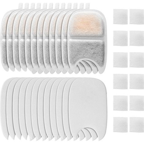 Filtres pour Fontaine, Lot de 12 Filtre Fontaine Eau Chat et 24 Mousses avec Actif pour Fontaine à Eau Chat 4L sans Fil pour FEELNEEDY pour YPD-C004 (1/5)