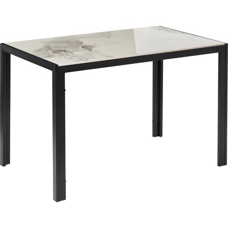 Mesa de comedor moderna de cerámica con metal 120 x 70 cm muebles de sala de estar blanco/negro Clarence