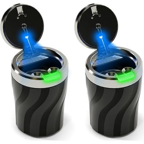 Cendrier Voiture, 2 Pièces Cendrier Anti Odeur, Lumière LED Automatique, étanche, Ignifuge, Résistant aux Hautes Températures, Détachable (1/5)