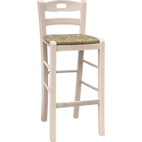 Taburete con asa en el respaldo h 66 cm crudo con asiento de paja (1/5)