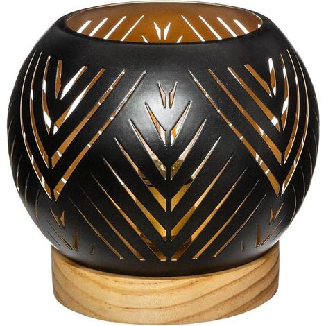 Photophore LED Boule 1 support en Bois - Motif 1 - SILUMEN (1/5)