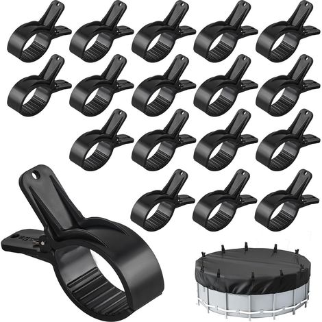 18 Pack Pool Cover Clamps Large Span Clips Strong Spring Clamp for Pool Cover Pool Accessories Pool Cover Clips (Black, Small x 18) (1/5)