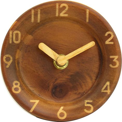 Réveil créatif en bois massif, horloge à aiguilles en bois élégante, petite horloge de table silencieuse, horloge à bûches (1/5)