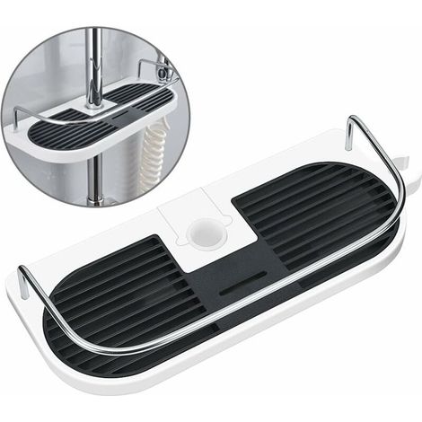 royaluxe - Étagère de douche sans perçage pour barre de douche - Réglable en hauteur, pour barre de douche diamètre 19 mm - 25 mm, (1/5)