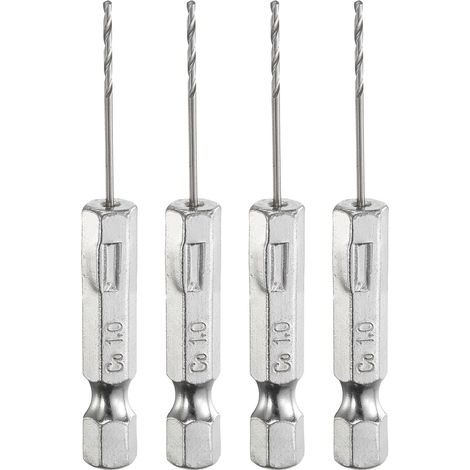 4Pcs Foret Hélicoïdal HSS Cobalt M35 1mmDia avec Tige Hex 1/4" (1/5)
