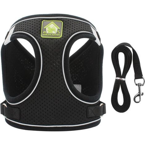 Colliers, Harnais et Laisses pour Chats Harnais Chaton Anti évasion Réfléchissant Réglable Harnet pour Chat Gilet Respirant Harnais Petit Chien (L,Noir) (1/5)