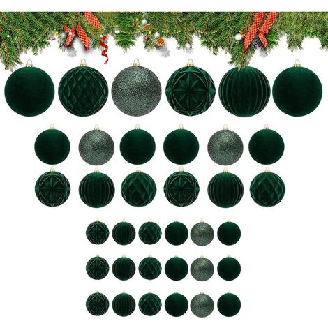 Ornements De Boules De Noël 36 Pièces De Décorations De Noël Élégantes Ornements De Boules D'Arbre Pour Les Vacances D'Hiver Pour Intérieur Extérieur Salon Manteau Cheminée Porte Fenêtre Couronn (1/5)