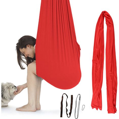 Hamac élastique pour enfants, lit suspendu élastique rouge pour l'intérieur et l'extérieur (1/5)