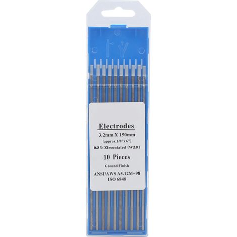 10 Aiguilles de soudure WZ8 en zirconium-tungstène, électrodes arc blanc 3,2mm, lot pour aluminium (1/5)