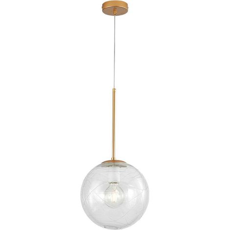 Suspension décorative E27 1x23W en verre et métal doré (1/4)