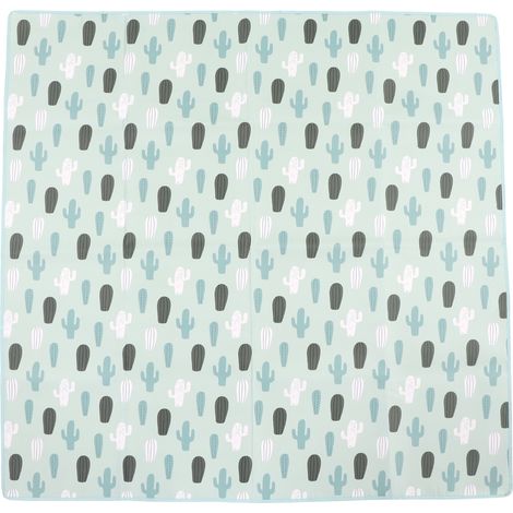 Grand tapis d'éveil rembourré, imperméable et pliable, motif cactus vert, doux et facile à utiliser pour les nouveau-nés. (1/5)