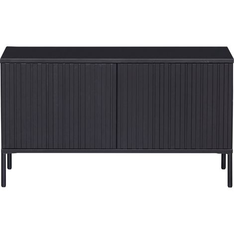 Meuble TV moderne 100cm en bois massif noir MAY (1/4)