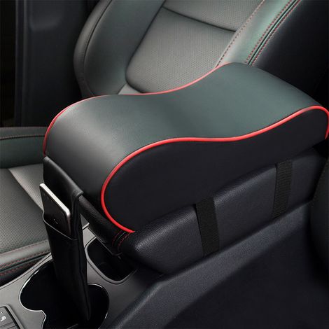 Coussin de boîte d'accoudoir universel pour voiture, mousse à mémoire d'espace écologique, noir et rouge (1/5)