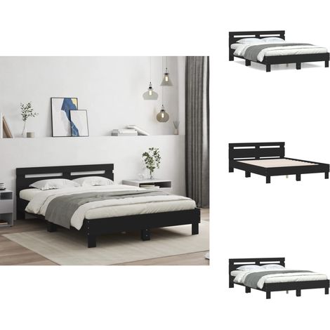 Cadre de lit sans matelas noir 140x190 cm - Cadre De Lit - Lit Double - Lit Noir - Lit Design - Literie (1/5)