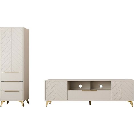 Ensemble de salon Comfivo Y109 , Parties séparées, Avec table de TV, Avec des équipements supplémentaires, MDF, Stratifié (1/5)