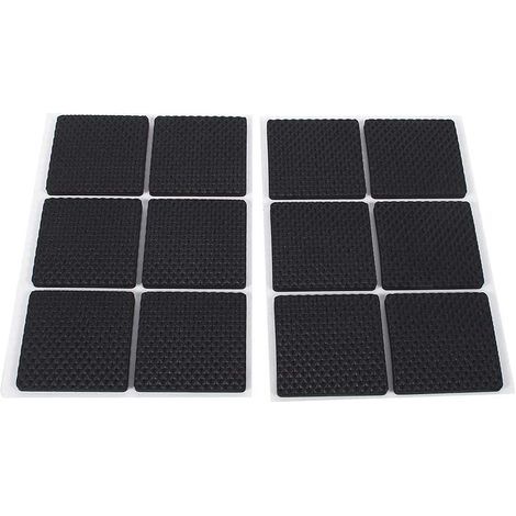 Tampons en Caoutchouc pour Pieds de Meubles, Protecteur de Meubles Léger Auto-Adhésif ds tins Protection de Table Pied Coussinet Tampon pour Pieds de Chaise Canapé,24 Pcs, Noir(Taille:4.6CM (1/5)