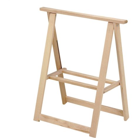 WELLHOME caballete de haya bajo sin barniz de 65x39x73 cm