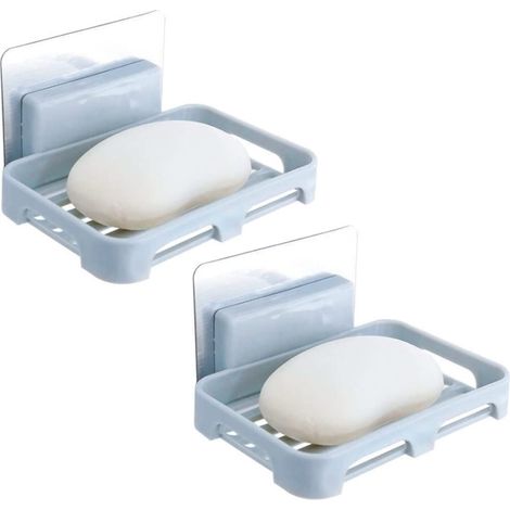 Lot de 2 porte-savons (avec stickers muraux offerts) - Bleu nordique (1/5)