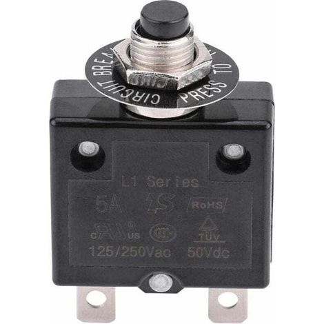 Disjoncteur 5A Interrupteur thermique de réinitialisation en option. 125-250V AC 50V DC Disjoncteur à bouton-poussoir de protection contre les surcharges de courant (1/5)