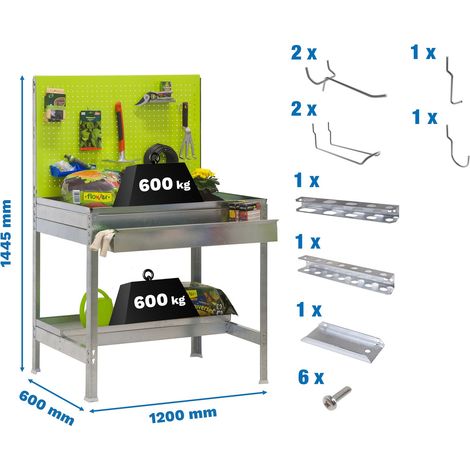 Estantería SIMONGARDEN Pack s.bt2 box 1200x600 verde/gal+ 9accs