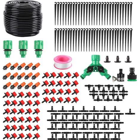 Système d'irrigation Jardin, 200 Pièces Kit d'irrigation Goutte, Kit d'irrigation Goutte à Goutte Automatique avec 50 Meter Tuyau, Kit arrosage Automatique pour Jardin pelouse Serre Plantes (1/5)