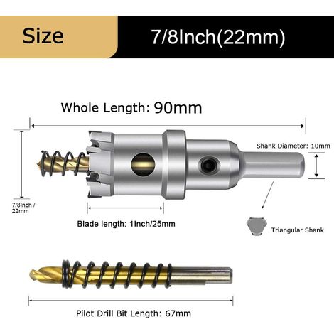 Scie cloche au carbure, fraise cloche TCT inoxydable, élargisseur de trou — 23 mm convient pour l'acier inoxydable et la tôle fine. (1/5)