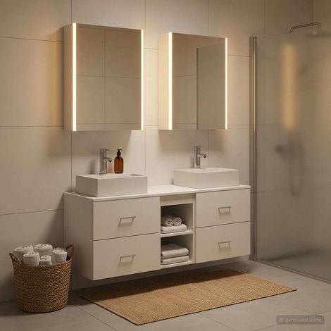 vidaXL Bathroom Furniture Set 5 pcs White Engineered Wood and Glass (1/5)