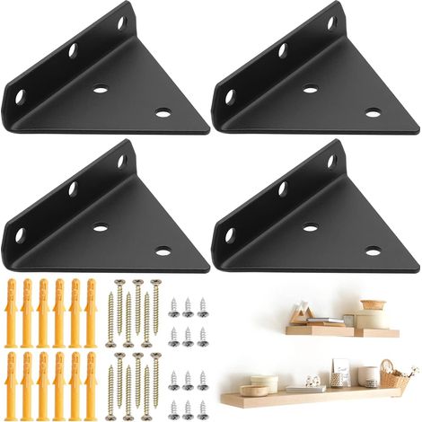 ZOLGINAH 4 piezas de soportes de estante triangulares, soporte de estante de pared oculto, soporte de estante flotante de metal con tornillos para la decoración del baño del dormitorio de la sala de e (1/5)