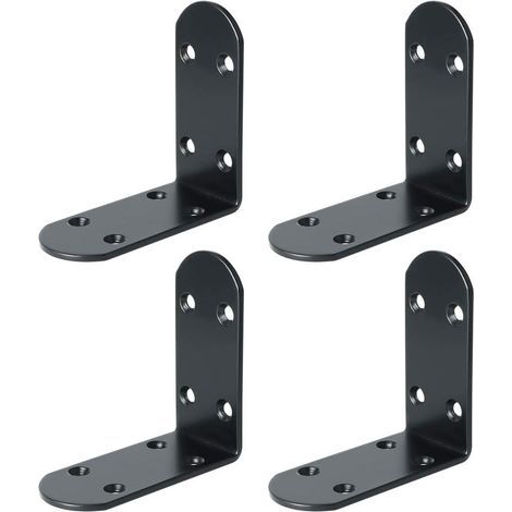 4 PCS Équerre de Fixation Inox Robustes, 8.5 CM Equerre Fixation en Acier Inoxydable pour Chambre/Salle de Bain, Equerre Inox pour la Fixation et la Réparation de Meubles, Noir (1/5)