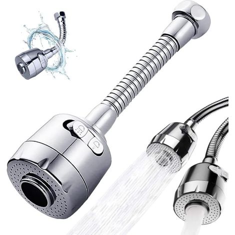 Faucet nozzle, kitchen faucet extension, faucet fan, spray faucet extension, 360° rotatable faucet extension, foam and rain modes, 17 cm… (1/5)