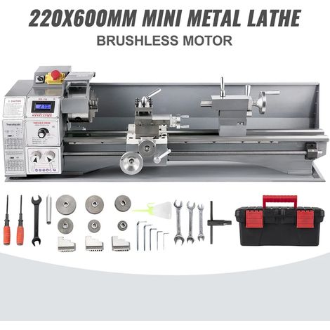 Tornio per Metallo Mini Tornio 220X600Mm 1100W per Foratura a Tornitura Frontale (1/5)
