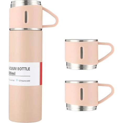 Botella de acero inoxidable con doble pared aislante, mantiene el agua y el café calientes o fríos durante 12 horas, es a prueba de fugas, ideal para el hogar, la oficina y los viajes. (1/5)