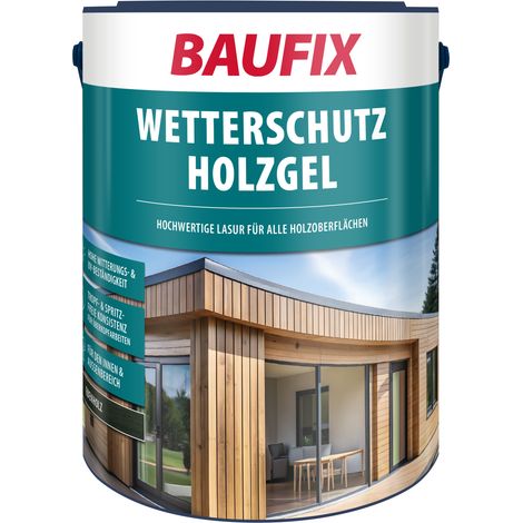 BAUFIX Wetterschutz-Holzgel ebenholz seidenglänzend, 5 Liter, Holzlasur (1/5)