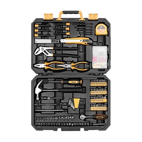 Juego de herramientas manuales multifuncionales, incluye caja de herramientas resistente. (1/2)