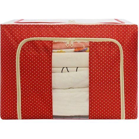 Bacs de rangement avec couvercles, sac de rangement grande capacité pour vêtements et couettes, en tissu épais, rouge