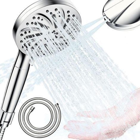 Pommeau de Douche avec Tuyau 1.5M, 9 Modes de Pulvérisation Douchette à Main à Haute Pression avec Filtre, Accessoire de Douche Économiseur d'Eau pour Salle de Bain (1/5)