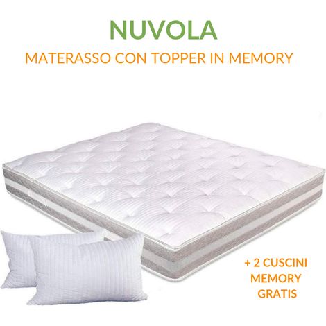 EVERGREENWEB - Materasso una Piazza e Mezza 120x200 alto 25cm con Topper MEMORY FOAM MED Sfoderabile, Cuscino Letto GRATIS Lastra Waterfoam Ortopedico Zone Differenziate doppio Lato Estivo e Invernale (1/5)