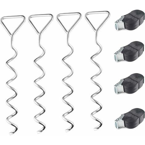 Set d'ancrage pour Trampoline, À Toute épreuve Trampoline kit d'ancrage, Kit d'ancrage au Sol avec 4 Sardines et Sangles (1/5)