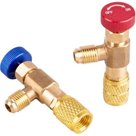 Set of 2 Refrigerant Safety Valves for R410 and R22, Air Conditioning Flow Valves, for R22/R410 Fitting Adapters